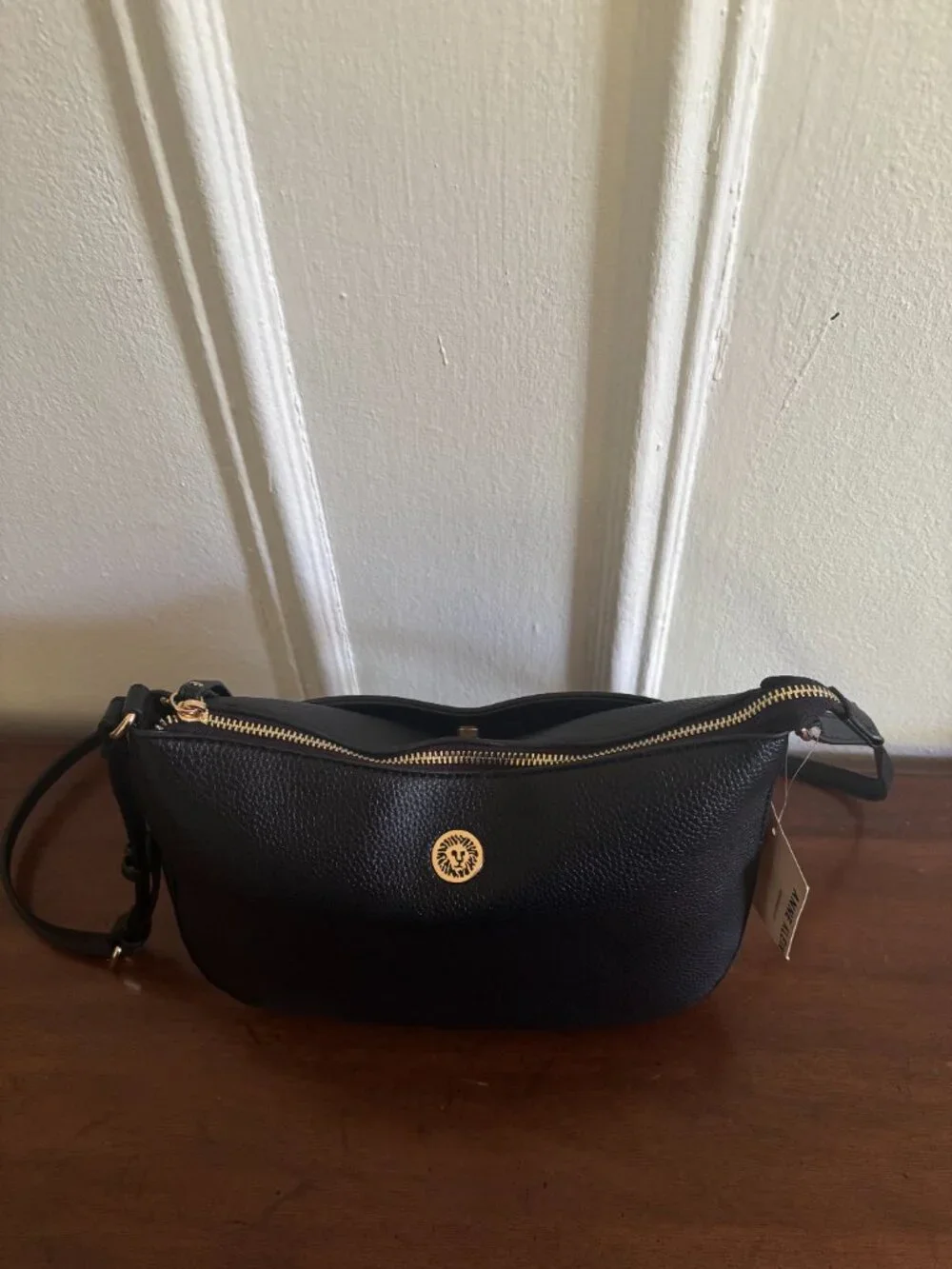 Black Anne Klein Large Faux Pebbled  Leather Hobo Bag